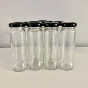 Lot of 10 food grade clear glass mini bottles / jars with screw on tops